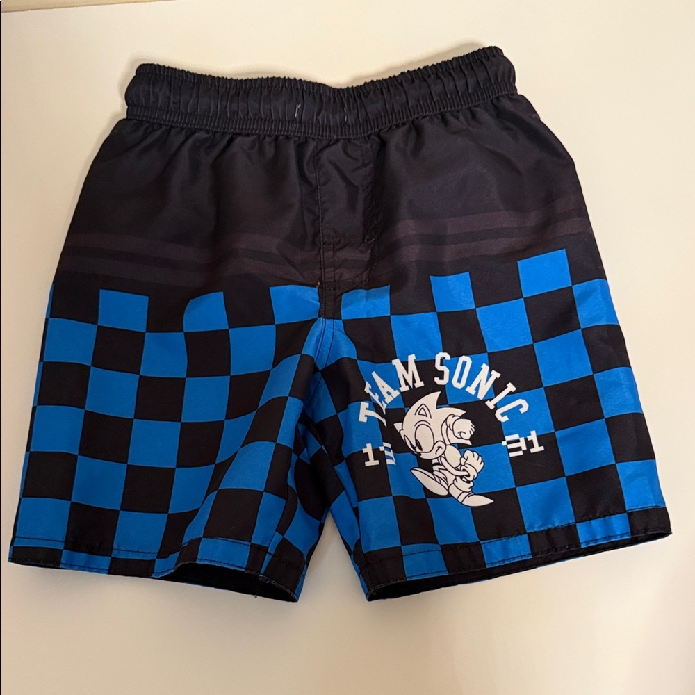 Team Sonic Kids Swim Shorts - Black and Blue
